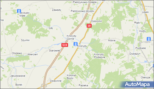 mapa Knorydy, Knorydy na mapie Targeo