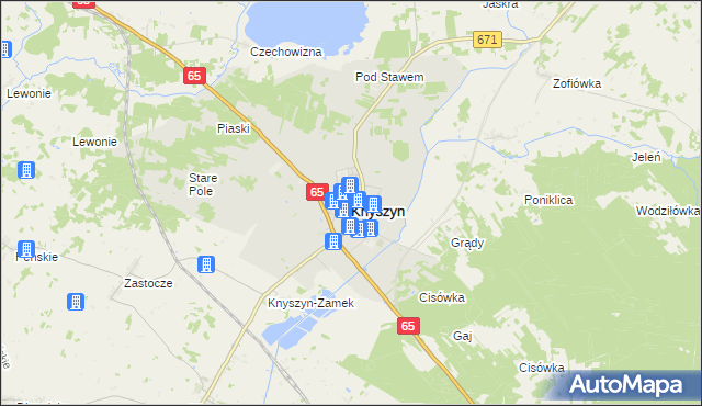 mapa Knyszyn powiat moniecki, Knyszyn powiat moniecki na mapie Targeo