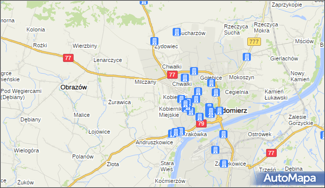 mapa Kobierniki gmina Samborzec, Kobierniki gmina Samborzec na mapie Targeo