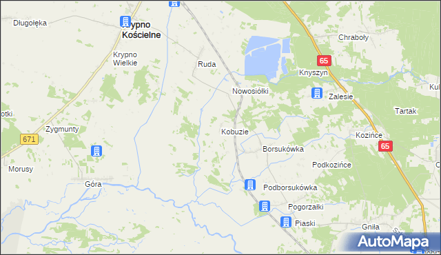 mapa Kobuzie gmina Dobrzyniewo Duże, Kobuzie gmina Dobrzyniewo Duże na mapie Targeo
