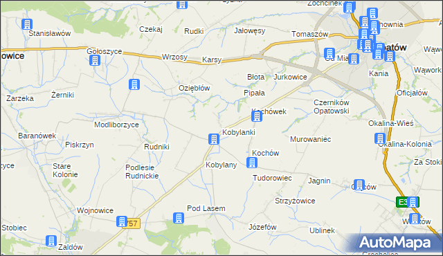 mapa Kobylanki gmina Opatów, Kobylanki gmina Opatów na mapie Targeo