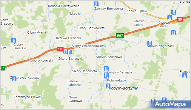 mapa Kobylin-Kruszewo, Kobylin-Kruszewo na mapie Targeo
