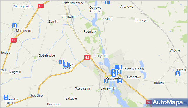 mapa Kobylniki gmina Kruszwica, Kobylniki gmina Kruszwica na mapie Targeo