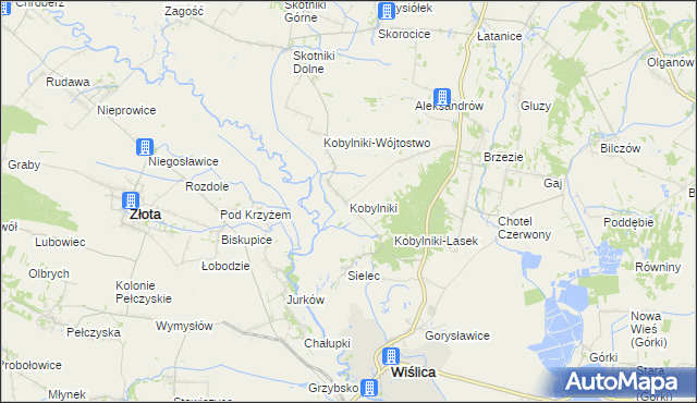 mapa Kobylniki gmina Wiślica, Kobylniki gmina Wiślica na mapie Targeo