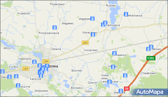 mapa Kocanowo, Kocanowo na mapie Targeo