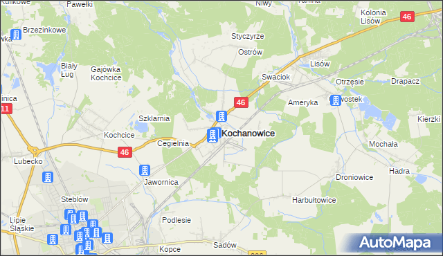 mapa Kochanowice, Kochanowice na mapie Targeo