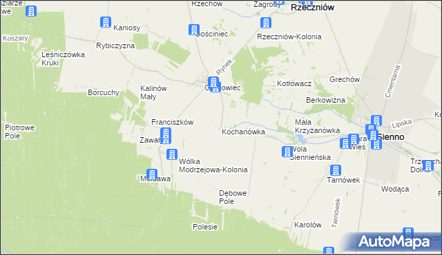 mapa Kochanówka gmina Sienno, Kochanówka gmina Sienno na mapie Targeo