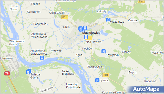 mapa Kochów gmina Maciejowice, Kochów gmina Maciejowice na mapie Targeo
