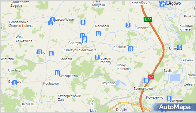 mapa Kocięcin Brodowy, Kocięcin Brodowy na mapie Targeo