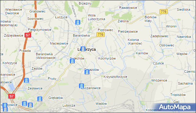 mapa Kocmyrzów, Kocmyrzów na mapie Targeo