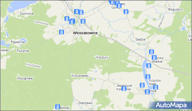 mapa Koczury gmina Włoszakowice, Koczury gmina Włoszakowice na mapie Targeo