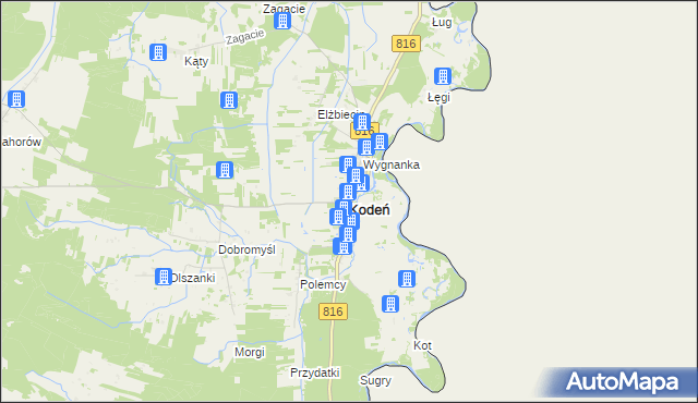 mapa Kodeń, Kodeń na mapie Targeo