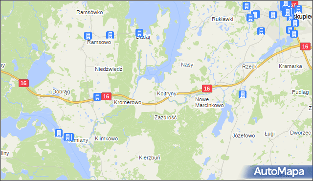 mapa Kojtryny, Kojtryny na mapie Targeo
