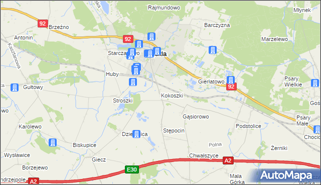 mapa Kokoszki gmina Nekla, Kokoszki gmina Nekla na mapie Targeo