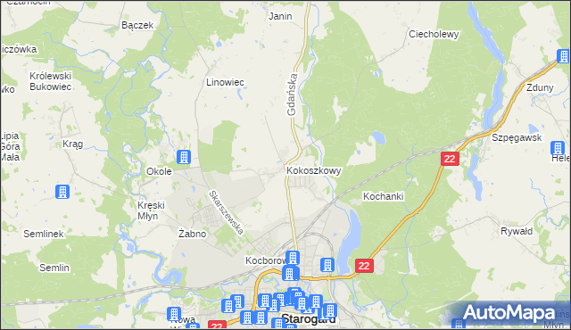 mapa Kokoszkowy, Kokoszkowy na mapie Targeo