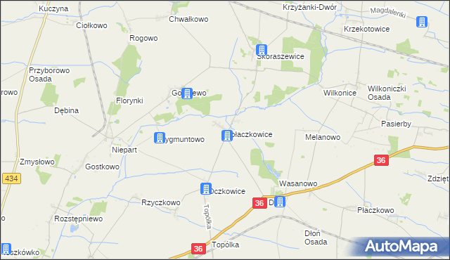 mapa Kołaczkowice gmina Miejska Górka, Kołaczkowice gmina Miejska Górka na mapie Targeo