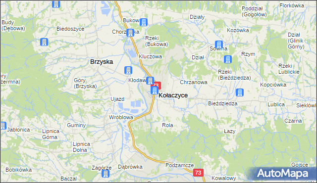 mapa Kołaczyce, Kołaczyce na mapie Targeo