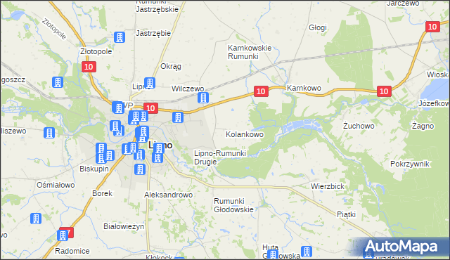 mapa Kolankowo gmina Lipno, Kolankowo gmina Lipno na mapie Targeo