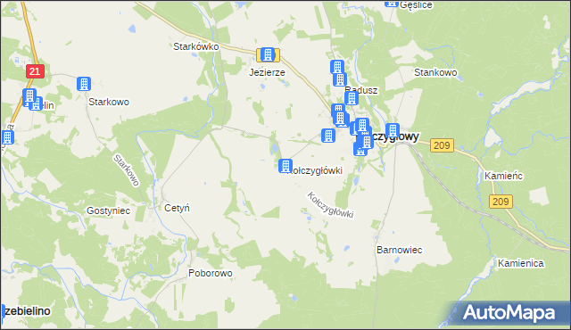 mapa Kołczygłówki, Kołczygłówki na mapie Targeo