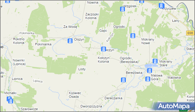 mapa Kołczyn Kolonia, Kołczyn Kolonia na mapie Targeo