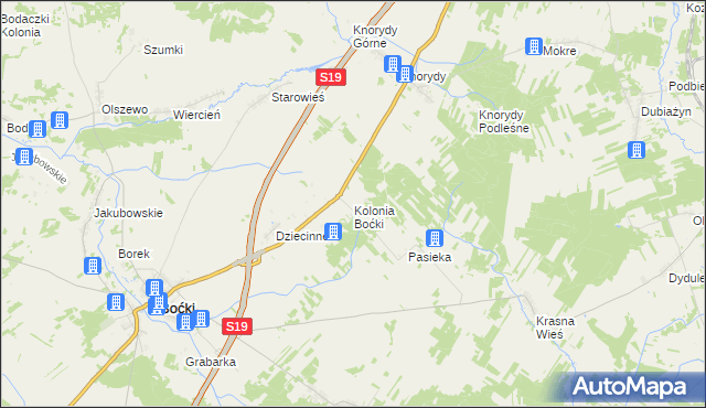 mapa Kolonia Boćki, Kolonia Boćki na mapie Targeo