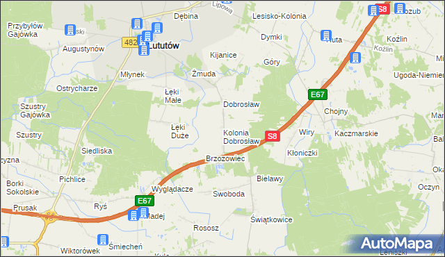 mapa Kolonia Dobrosław, Kolonia Dobrosław na mapie Targeo