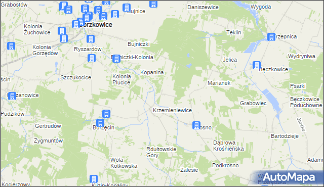mapa Kolonia Krzemieniewice, Kolonia Krzemieniewice na mapie Targeo