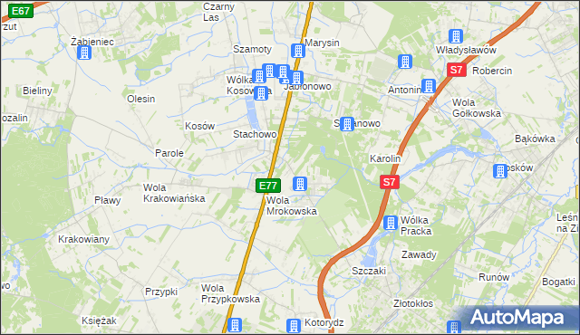 mapa Kolonia Mrokowska, Kolonia Mrokowska na mapie Targeo