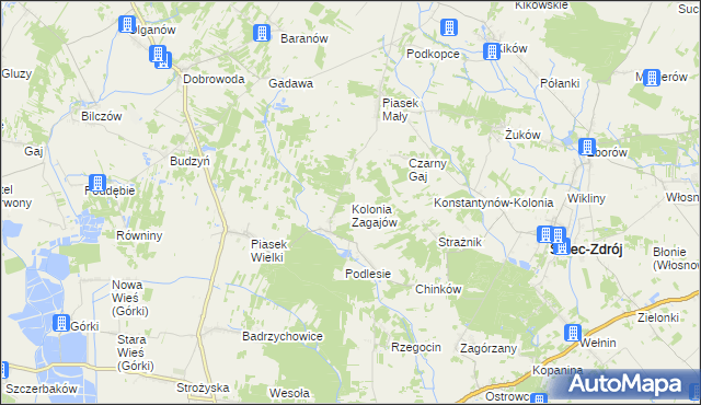 mapa Kolonia Zagajów, Kolonia Zagajów na mapie Targeo
