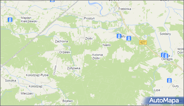 mapa Kolonia Złotki, Kolonia Złotki na mapie Targeo