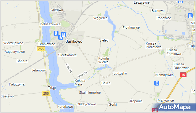 mapa Kołuda Wielka, Kołuda Wielka na mapie Targeo