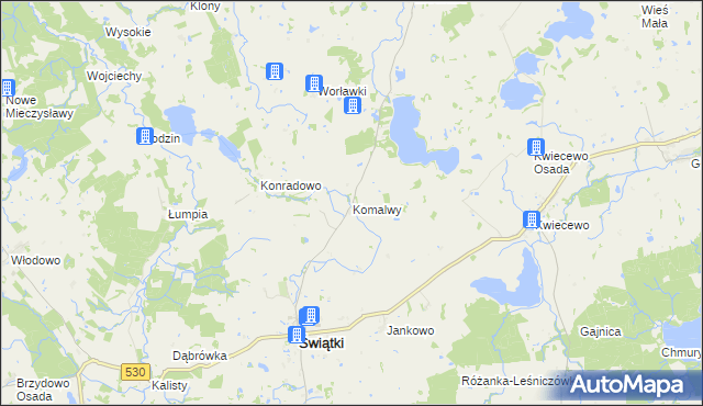 mapa Komalwy, Komalwy na mapie Targeo