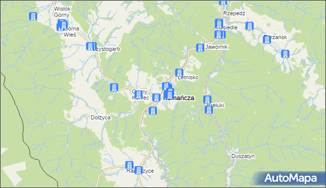 mapa Komańcza, Komańcza na mapie Targeo