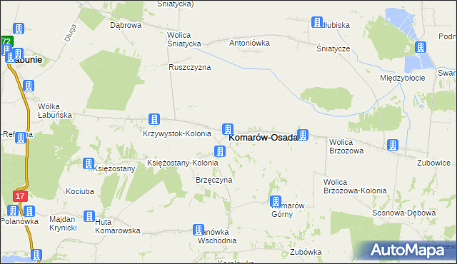 mapa Komarów-Osada, Komarów-Osada na mapie Targeo