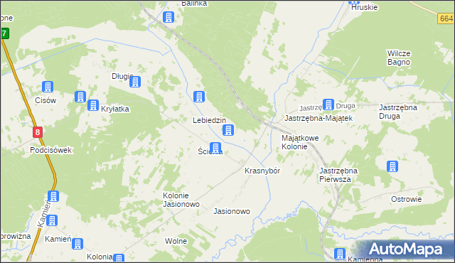 mapa Komaszówka gmina Sztabin, Komaszówka gmina Sztabin na mapie Targeo