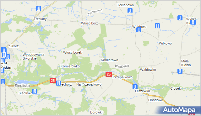mapa Komierowo, Komierowo na mapie Targeo