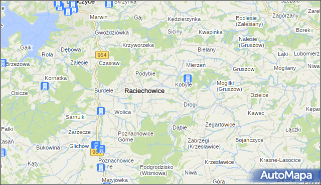 mapa Komorniki gmina Raciechowice, Komorniki gmina Raciechowice na mapie Targeo