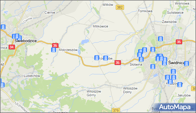 mapa Komorów gmina Świdnica, Komorów gmina Świdnica na mapie Targeo