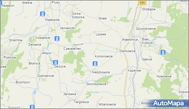 mapa Komorowice gmina Kondratowice, Komorowice gmina Kondratowice na mapie Targeo
