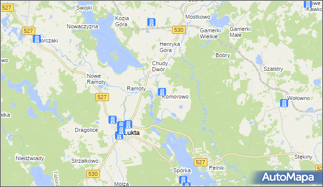 mapa Komorowo gmina Łukta, Komorowo gmina Łukta na mapie Targeo