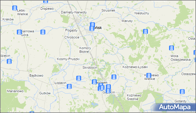 mapa Komory Dąbrowne, Komory Dąbrowne na mapie Targeo
