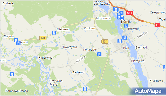 mapa Konarskie gmina Kórnik, Konarskie gmina Kórnik na mapie Targeo