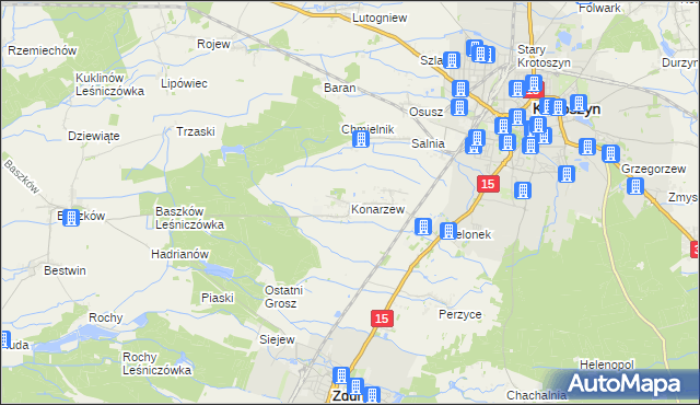 mapa Konarzew gmina Zduny, Konarzew gmina Zduny na mapie Targeo