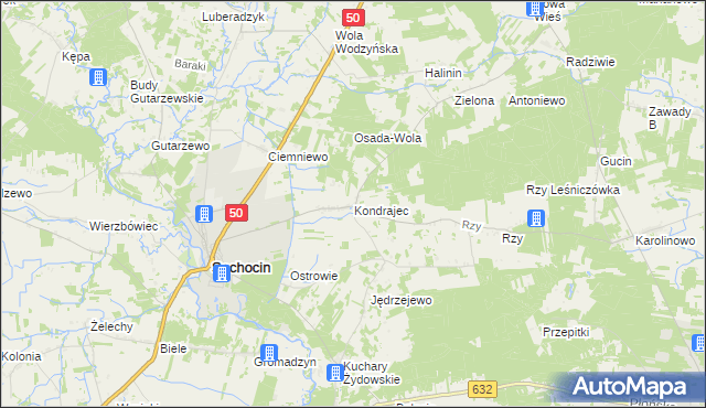 mapa Kondrajec, Kondrajec na mapie Targeo