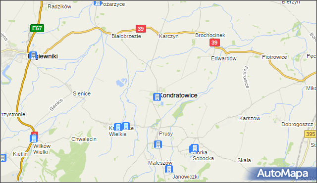 mapa Kondratowice, Kondratowice na mapie Targeo