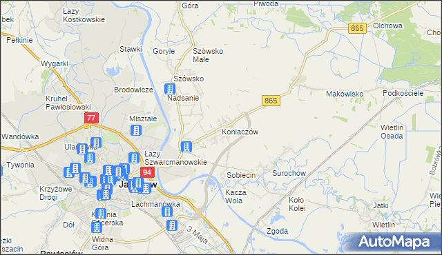 mapa Koniaczów, Koniaczów na mapie Targeo