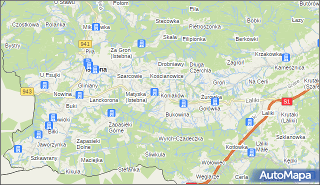 mapa Koniaków, Koniaków na mapie Targeo