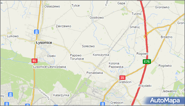 mapa Koniczynka, Koniczynka na mapie Targeo
