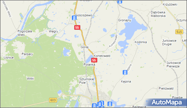 mapa Koniecwałd, Koniecwałd na mapie Targeo