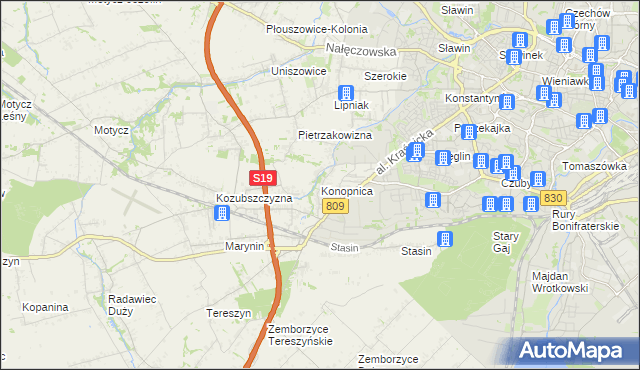 mapa Konopnica powiat lubelski, Konopnica powiat lubelski na mapie Targeo